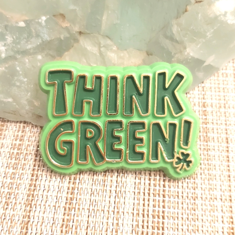 Vintage clover pin Hallmark Cards Think Green